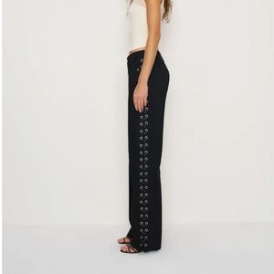 Reformation Charlee Low Rise Black Lace Up Jeans